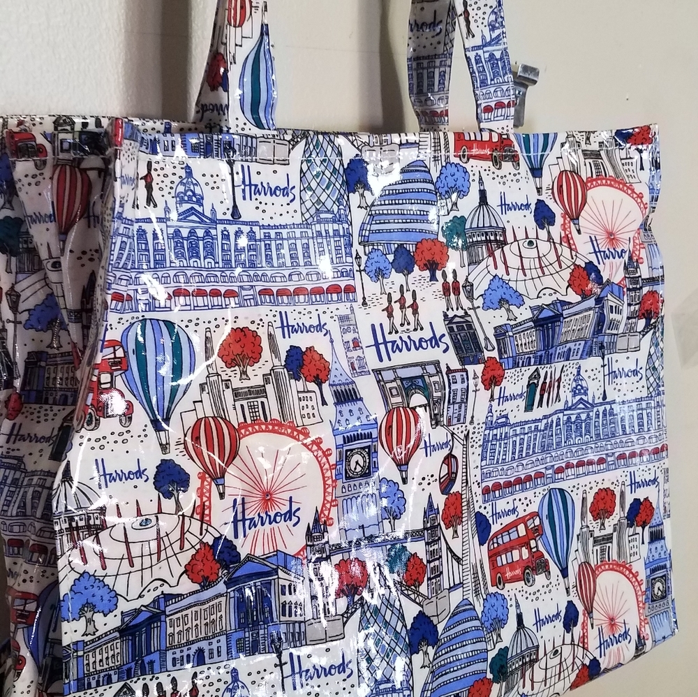 Harrods plastic zipper shopping bag